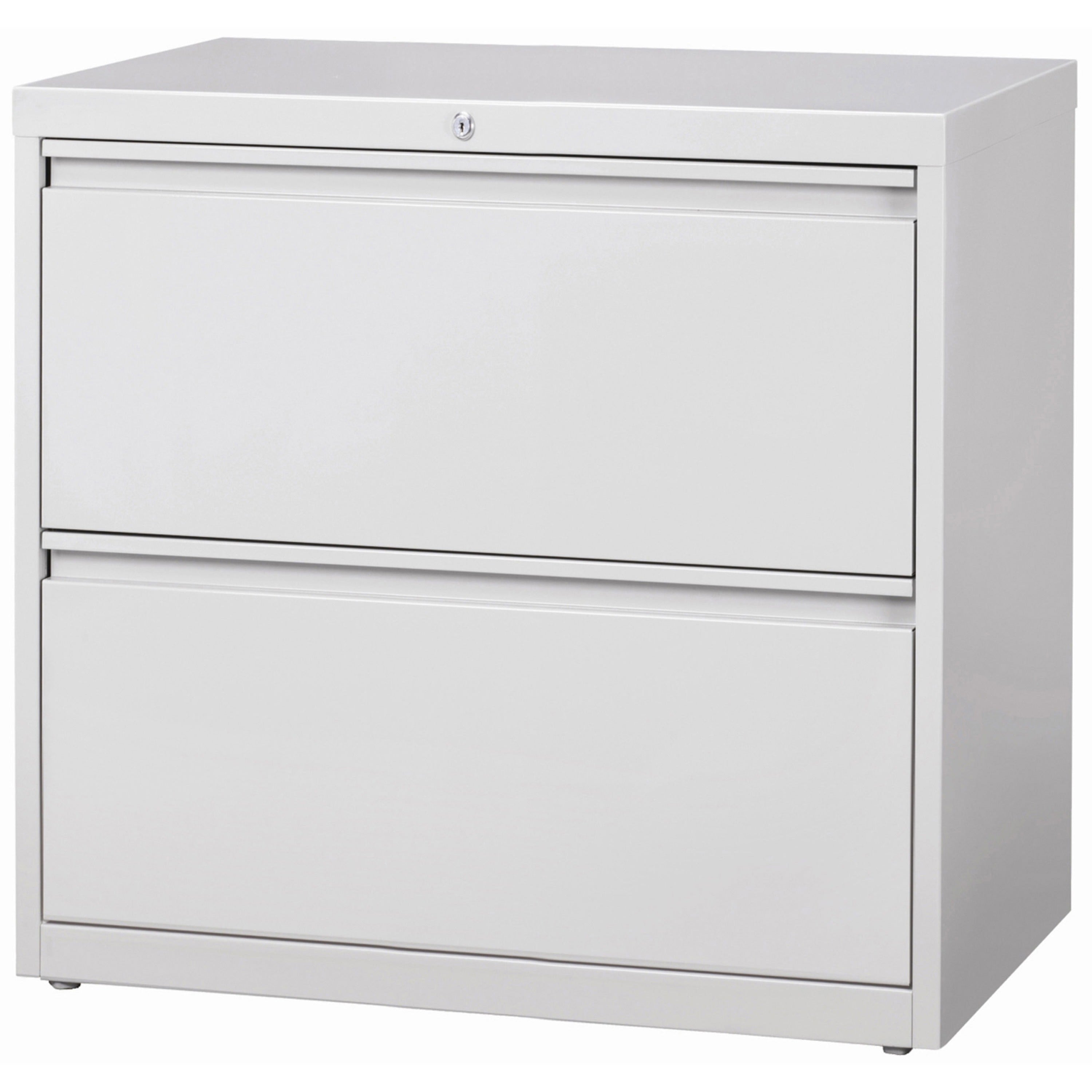 Lorell Fortress Series Lateral File - 36" x 18.6" x 28.1" - 2 x Drawer(s) for File - Legal, Letter, A4 - Lateral - Rust Proof, Leveling Glide, Interlocking, Ball-bearing Suspension, Label Holder, Hanging Rail - Light Gray - Baked Enamel - Steel - Rec - 