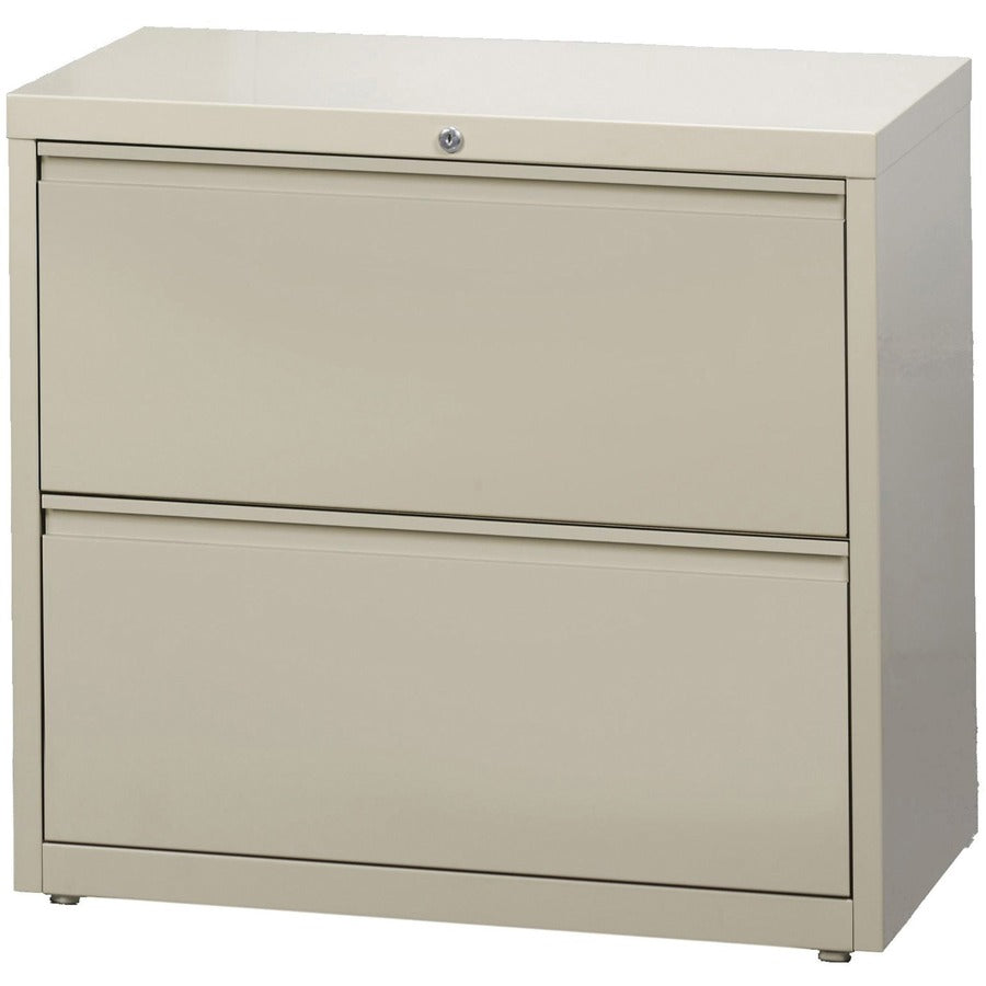 Lorell Fortress Series Lateral File - 36" x 18.6" x 28.1" - 2 x Drawer(s) for File - Legal, Letter, A4 - Lateral - Rust Proof, Leveling Glide, Interlocking, Ball-bearing Suspension, Label Holder - Putty - Baked Enamel - Steel - Recycled