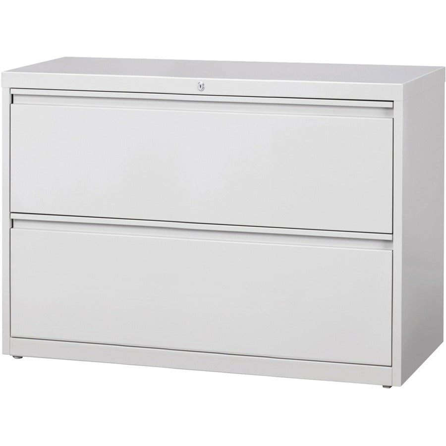 Lorell Fortress Series Lateral File - 42" x 18.6" x 28.1" - 2 x Drawer(s) for File - Legal, Letter, A4 - Lateral - Rust Proof, Leveling Glide, Ball-bearing Suspension, Interlocking, Label Holder - Light Gray - Baked Enamel - Steel - Recycled