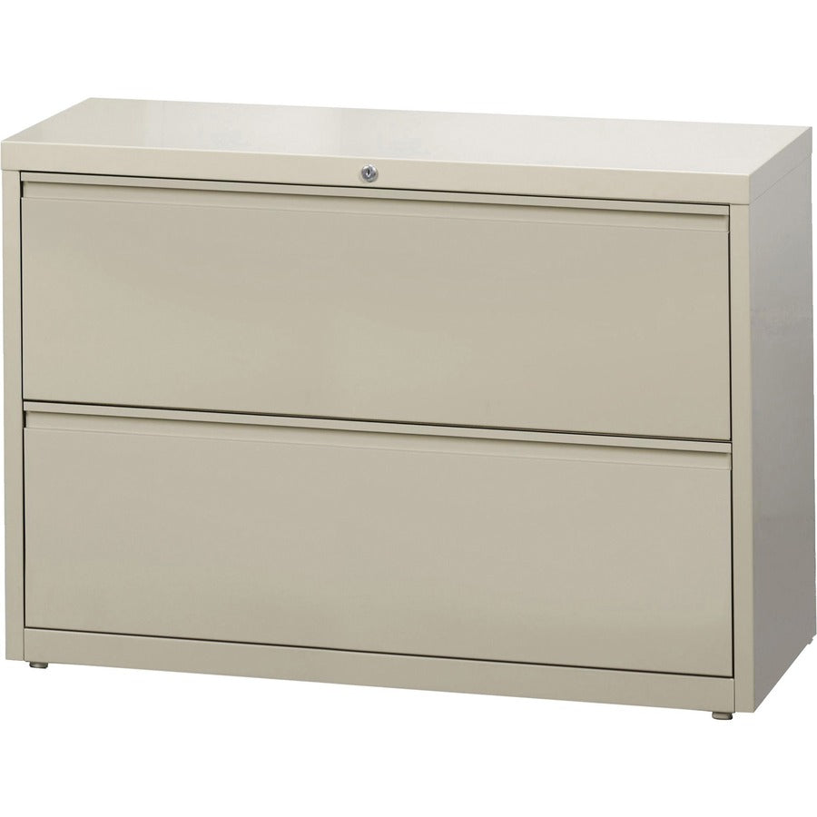 Lorell Fortress Series Lateral File - 42" x 18.6" x 28.1" - 2 x Drawer(s) for File - Legal, Letter, A4 - Lateral - Rust Proof, Leveling Glide, Ball-bearing Suspension, Interlocking, Label Holder - Putty - Baked Enamel - Steel - Recycled