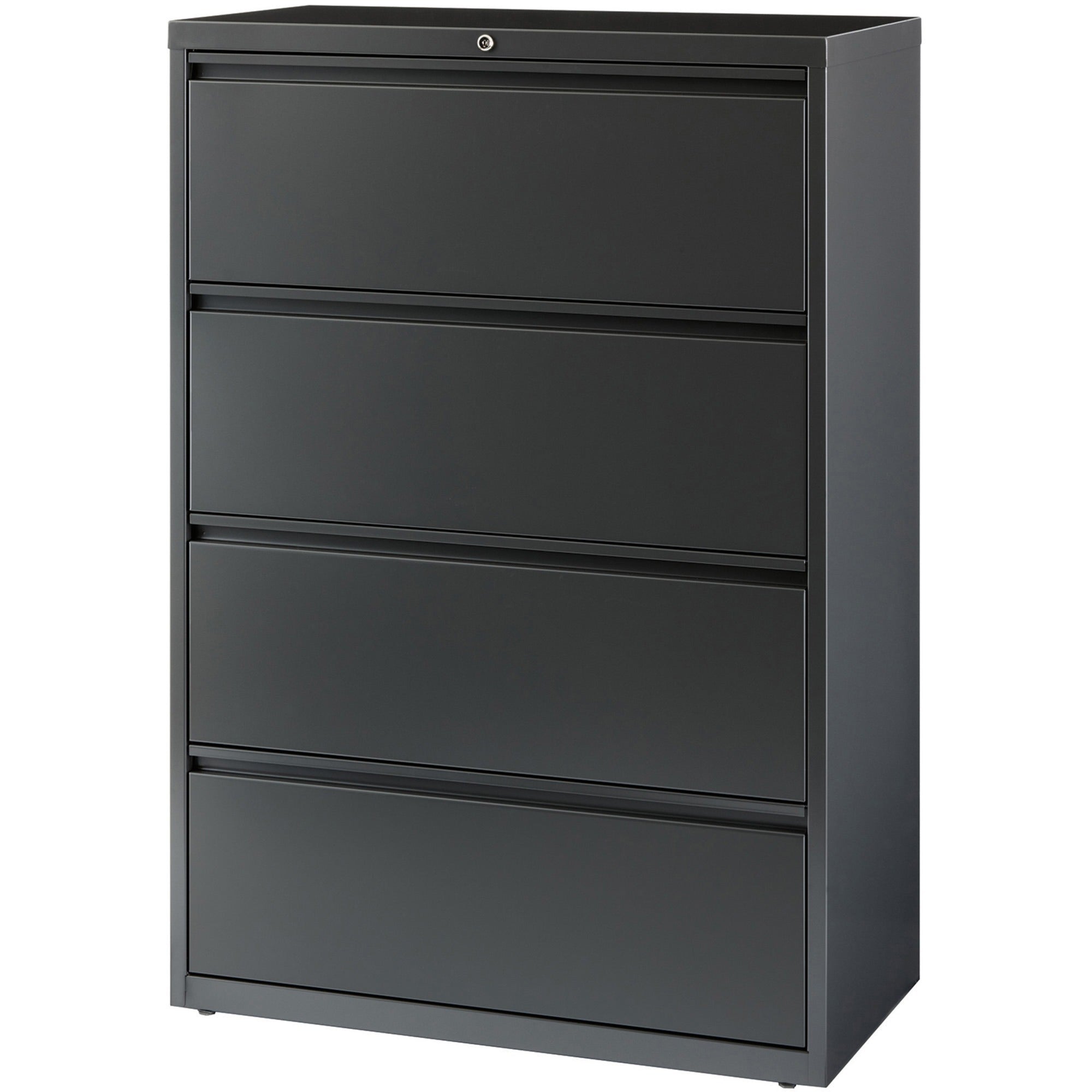 Lorell Fortress Series Lateral File - 36" x 18.6" x 52.5" - 4 x Drawer(s) - Legal, Letter, A4 - Lateral - Rust Proof, Leveling Glide, Interlocking - Charcoal - Baked Enamel - Steel - Recycled - 