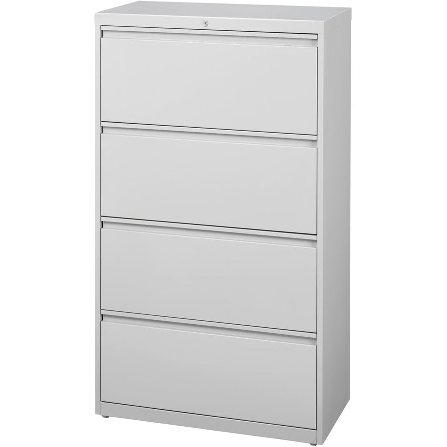 Lorell Fortress Series Lateral File - 36" x 18.6" x 52.5" - 4 x Drawer(s) for File - Legal, Letter, A4 - Lateral - Rust Proof, Leveling Glide, Interlocking, Ball-bearing Suspension, Label Holder - Light Gray - Baked Enamel - Steel - Recycled