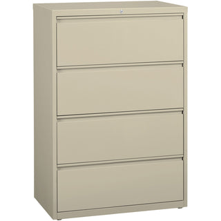 Lorell Fortress Series Lateral File - 36" x 18.6" x 52.5" - 4 x Drawer(s) for File - Legal, Letter, A4 - Lateral - Rust Proof, Leveling Glide, Interlocking, Ball-bearing Suspension, Label Holder - Putty - Baked Enamel - Steel - Recycled