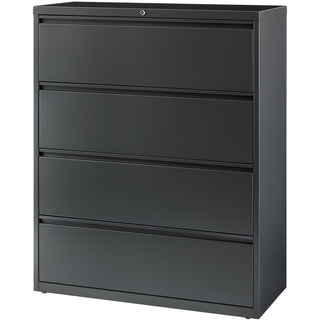 Lorell Fortress Series Lateral File - 42" x 18.6" x 52.5" - 4 x Drawer(s) - Legal, Letter, A4 - Lateral - Rust Proof, Leveling Glide, Interlocking, Reinforced, Hanging Rail - Charcoal - Baked Enamel - Steel - Recycled
