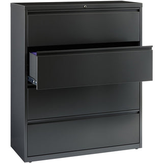 Lorell Fortress Series Lateral File - 42" x 18.6" x 52.5" - 4 x Drawer(s) - Legal, Letter, A4 - Lateral - Rust Proof, Leveling Glide, Interlocking, Reinforced, Hanging Rail - Charcoal - Baked Enamel - Steel - Recycled