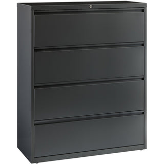 Lorell Fortress Series Lateral File - 42" x 18.6" x 52.5" - 4 x Drawer(s) - Legal, Letter, A4 - Lateral - Rust Proof, Leveling Glide, Interlocking, Reinforced, Hanging Rail - Charcoal - Baked Enamel - Steel - Recycled