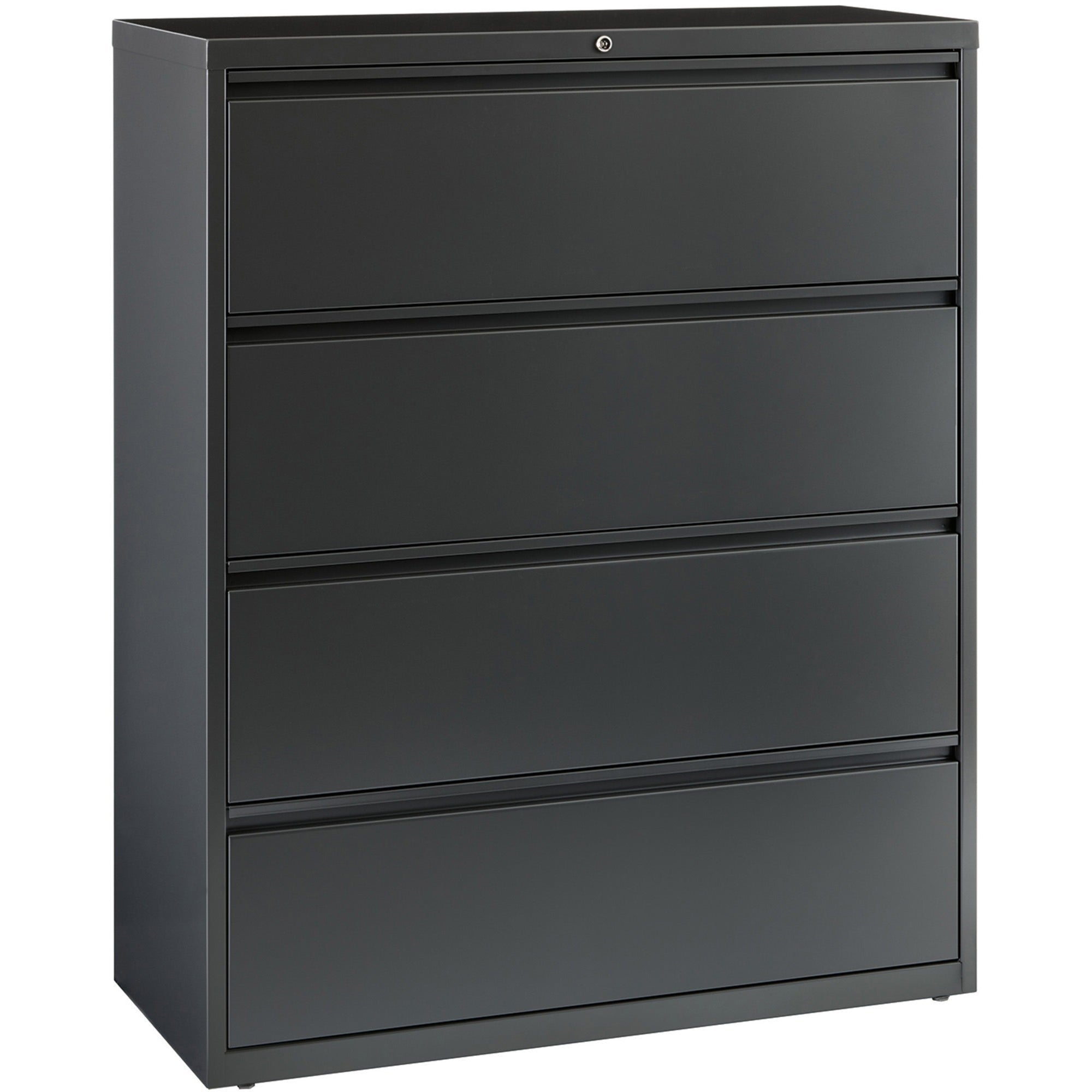 Lorell Fortress Series Lateral File - 42" x 18.6" x 52.5" - 4 x Drawer(s) - Legal, Letter, A4 - Lateral - Rust Proof, Leveling Glide, Interlocking, Reinforced, Hanging Rail - Charcoal - Baked Enamel - Steel - Recycled