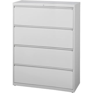 Lorell Fortress Series Lateral File - 42" x 18.6" x 52.5" - 4 x Drawer(s) for File - Legal, Letter, A4 - Lateral - Rust Proof, Leveling Glide, Interlocking, Ball-bearing Suspension, Label Holder - Light Gray - Baked Enamel - Steel - Recycled