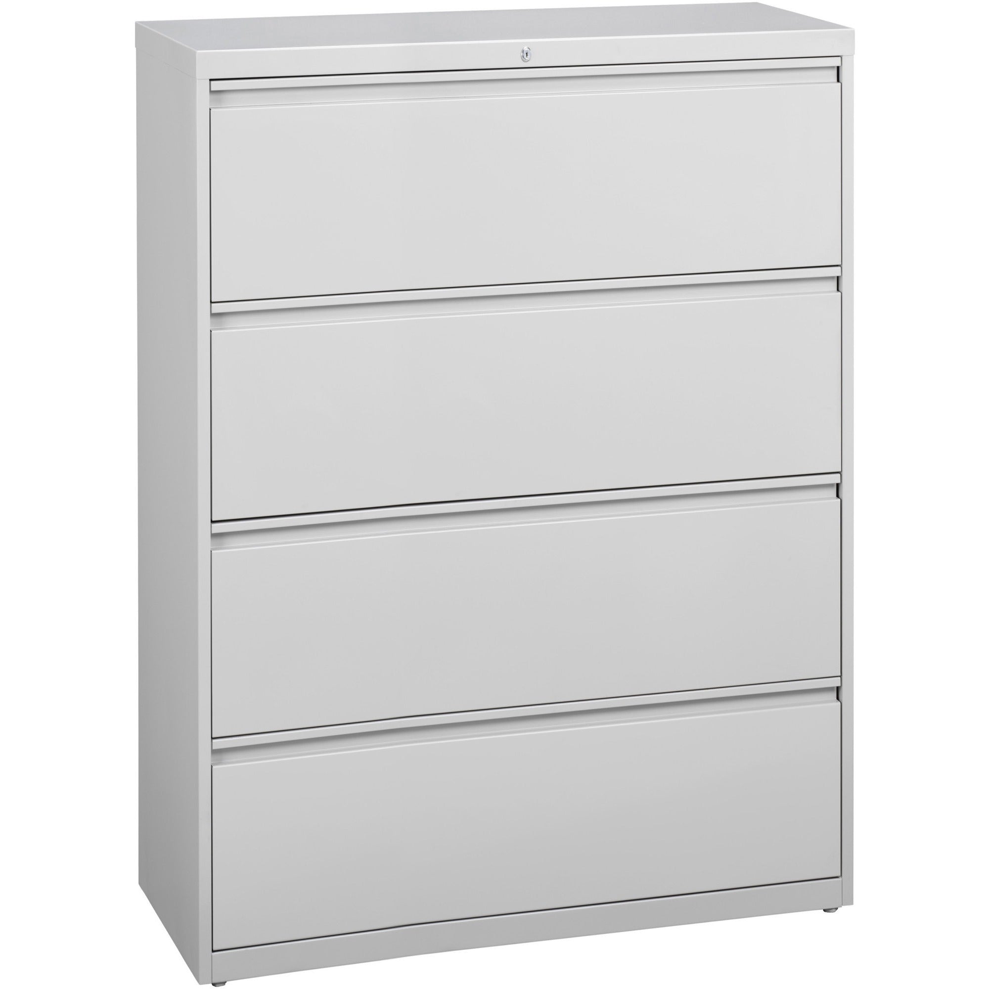 Lorell Fortress Series Lateral File - 42" x 18.6" x 52.5" - 4 x Drawer(s) for File - Legal, Letter, A4 - Lateral - Rust Proof, Leveling Glide, Interlocking, Ball-bearing Suspension, Label Holder - Light Gray - Baked Enamel - Steel - Recycled - 