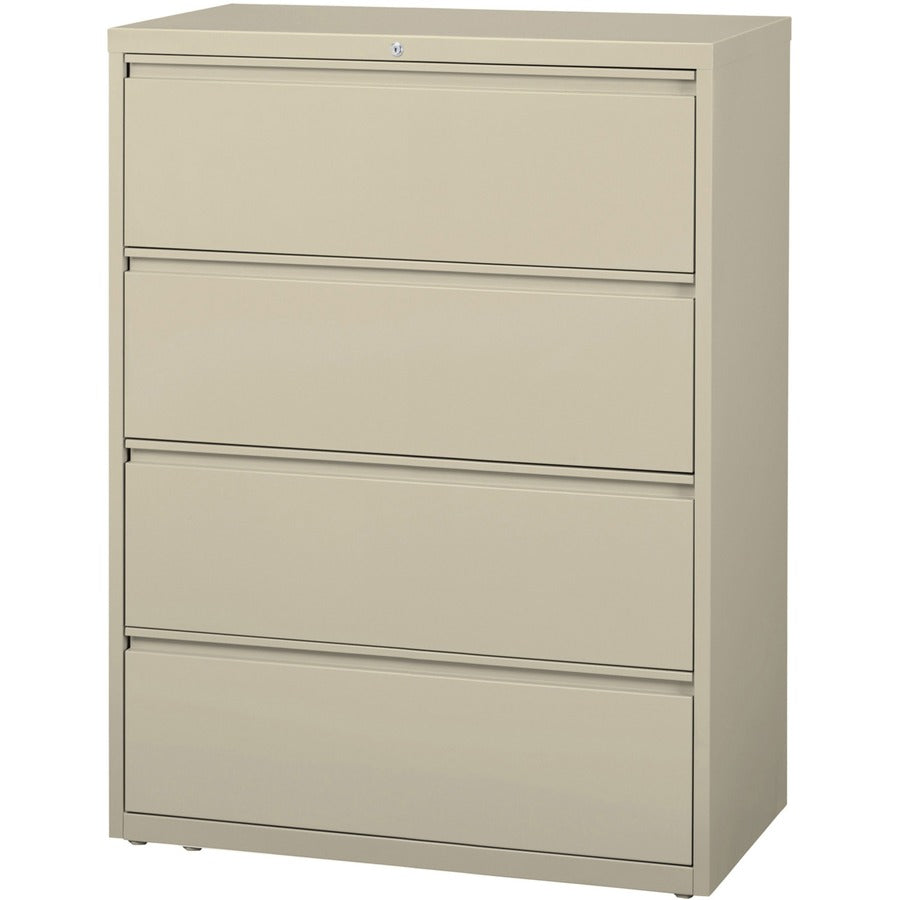 Lorell Fortress Series Lateral File - 42" x 18.6" x 52.5" - 4 x Drawer(s) for File - Legal, Letter, A4 - Lateral - Rust Proof, Leveling Glide, Interlocking, Ball-bearing Suspension, Label Holder - Putty - Baked Enamel - Recycled