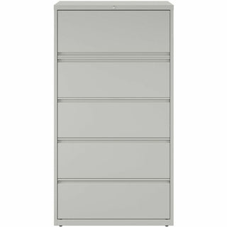 Lorell Fortress Series Lateral File w/Roll-out Posting Shelf - 36" x 18.6" x 67.7" - 5 x Drawer(s) for File - Legal, Letter, A4 - Lateral - Rust Proof, Leveling Glide, Interlocking, Ball-bearing Suspension, Label Holder - Light Gray - Baked Enamel -