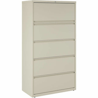 Lorell Fortress Series Lateral File w/Roll-out Posting Shelf - 36" x 18.6" x 67.7" - 5 x Drawer(s) for File - Legal, Letter, A4 - Lateral - Rust Proof, Leveling Glide, Interlocking, Ball-bearing Suspension, Label Holder - Putty - Baked Enamel - Recyc