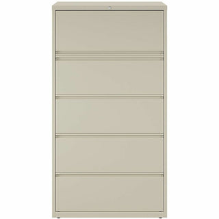 Lorell Fortress Series Lateral File w/Roll-out Posting Shelf - 36" x 18.6" x 67.7" - 5 x Drawer(s) for File - Legal, Letter, A4 - Lateral - Rust Proof, Leveling Glide, Interlocking, Ball-bearing Suspension, Label Holder - Putty - Baked Enamel - Recyc