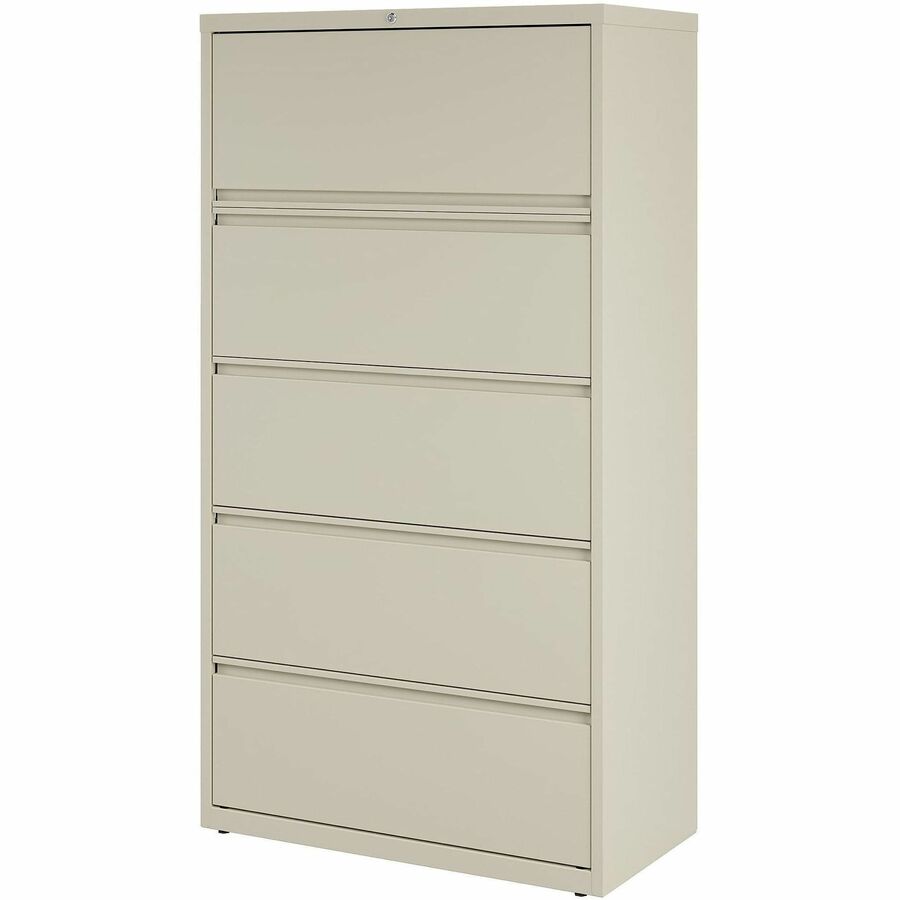 Lorell Fortress Series Lateral File w/Roll-out Posting Shelf - 36" x 18.6" x 67.7" - 5 x Drawer(s) for File - Legal, Letter, A4 - Lateral - Rust Proof, Leveling Glide, Interlocking, Ball-bearing Suspension, Label Holder - Putty - Baked Enamel - Recyc