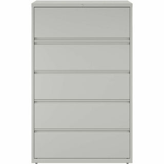 Lorell Fortress Series Lateral File w/Roll-out Posting Shelf - 42" x 18.6" x 67.7" - 5 x Drawer(s) for File - Legal, Letter, A4 - Lateral - Rust Proof, Leveling Glide, Interlocking, Ball-bearing Suspension, Label Holder - Light Gray - Steel - Recycle