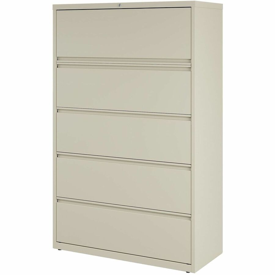 Lorell Fortress Series Lateral File w/Roll-out Posting Shelf - 42" x 18.6" x 67.7" - 5 x Drawer(s) for File - Legal, Letter, A4 - Lateral - Rust Proof, Leveling Glide, Interlocking, Ball-bearing Suspension, Label Holder - Putty - Recycled