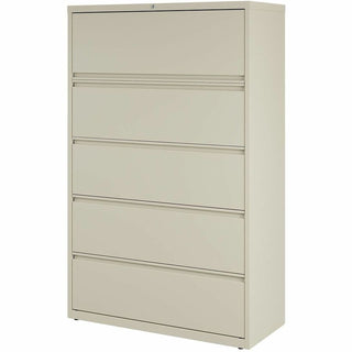 Lorell Fortress Series Lateral File w/Roll-out Posting Shelf - 42" x 18.6" x 67.7" - 5 x Drawer(s) for File - Legal, Letter, A4 - Lateral - Rust Proof, Leveling Glide, Interlocking, Ball-bearing Suspension, Label Holder - Putty - Recycled