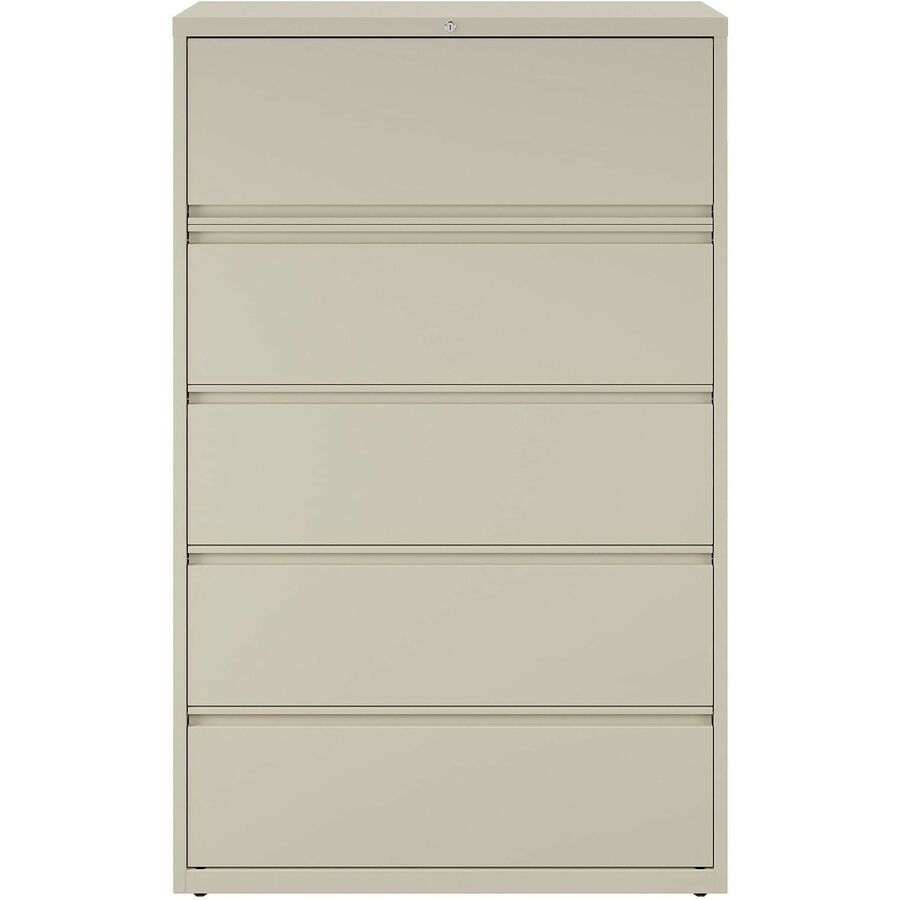 Lorell Fortress Series Lateral File w/Roll-out Posting Shelf - 42" x 18.6" x 67.7" - 5 x Drawer(s) for File - Legal, Letter, A4 - Lateral - Rust Proof, Leveling Glide, Interlocking, Ball-bearing Suspension, Label Holder - Putty - Recycled