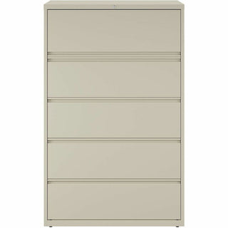 Lorell Fortress Series Lateral File w/Roll-out Posting Shelf - 42" x 18.6" x 67.7" - 5 x Drawer(s) for File - Legal, Letter, A4 - Lateral - Rust Proof, Leveling Glide, Interlocking, Ball-bearing Suspension, Label Holder - Putty - Recycled