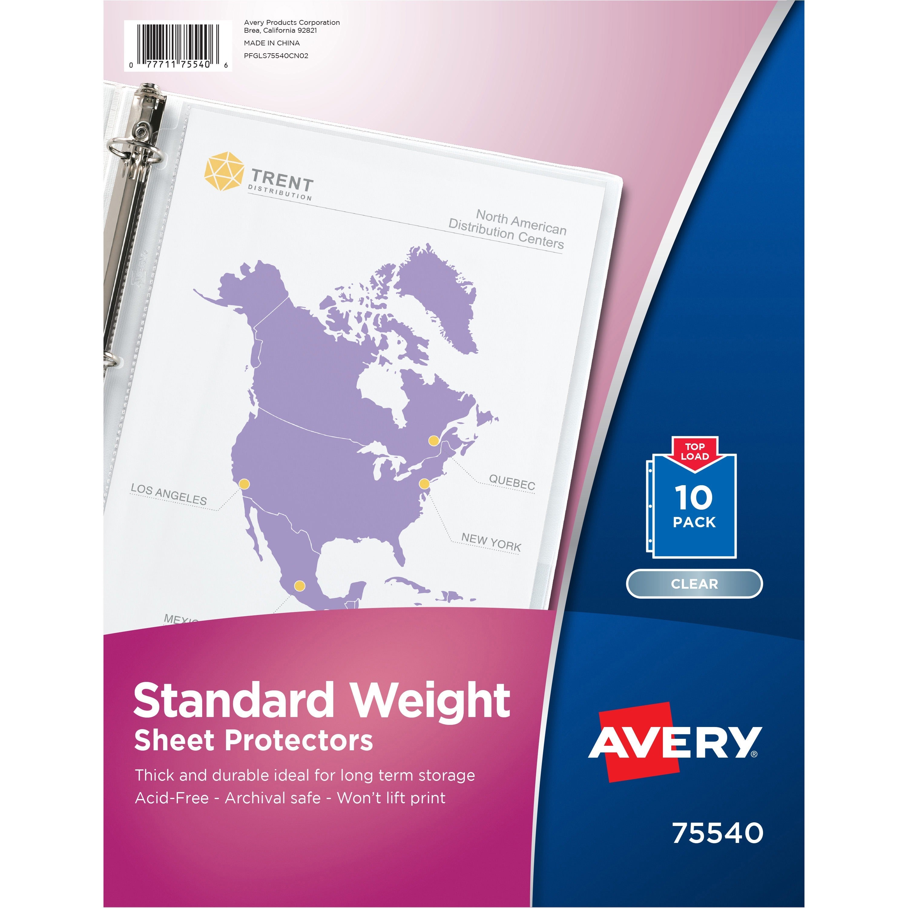 avery-standard-weight-sheet-protectors-10-x-sheet-capacity-for-letter-8-1-2-x-11-sheet-3-x-holes-ring-binder-top-loading-rectangular-semi-clear-polypropylene-10-pack_ave75540 - 1