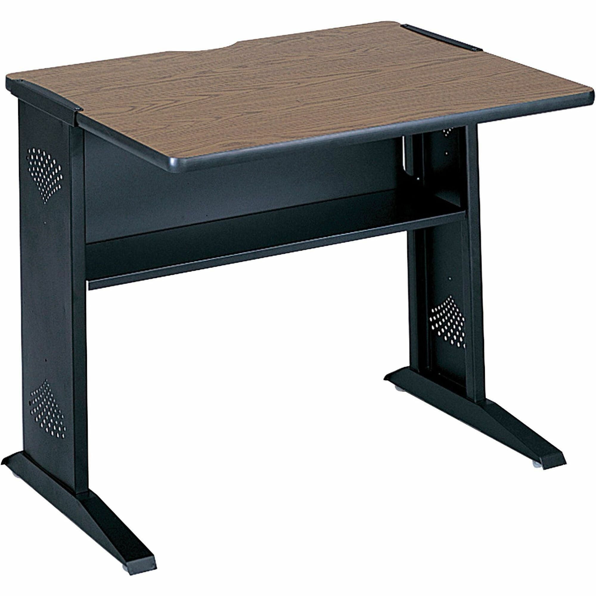 Computer Desk with Reversible Top, 35.5" x 28" x 30", Mahogany/Medium Oak/Black
