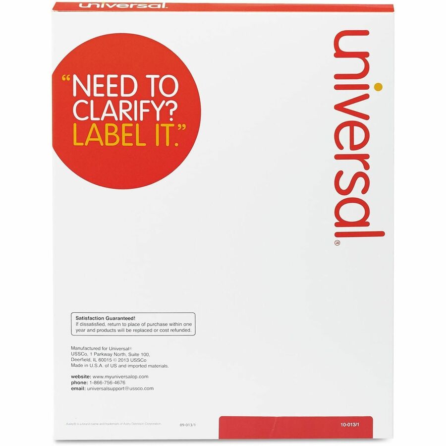 White Labels, Inkjet/Laser Printers, 1.33 x 4, White, 14/Sheet, 100 Sheets/Box