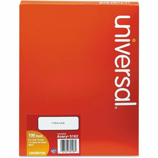 White Labels, Inkjet/Laser Printers, 1.33 x 4, White, 14/Sheet, 100 Sheets/Box