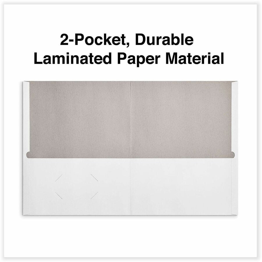 Two-Pocket Portfolio, Embossed Leather Grain Paper, 11 x 8.5, White, 25/Box