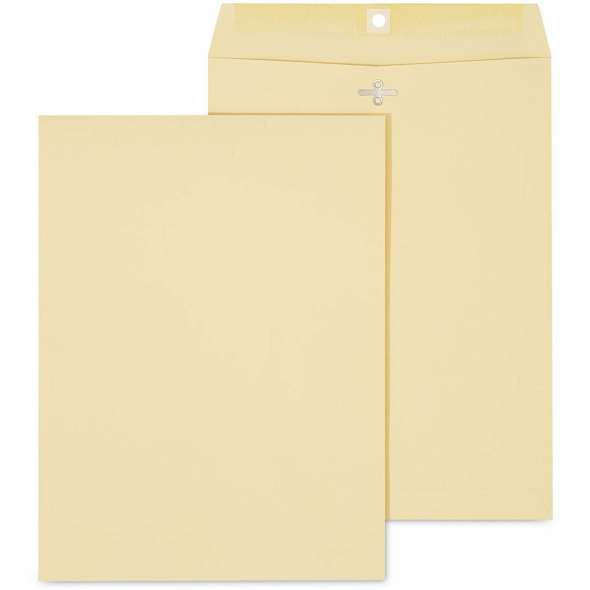 Kraft Clasp Envelope, #10 1/2, Square Flap, Clasp/Gummed Closure, 9 x 12, Brown Kraft, 100/Box