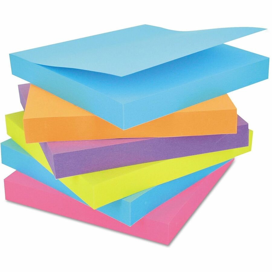 Self-Stick Note Pads, 3" x 3", Assorted Bright Colors, 100 Sheets/Pad, 12 Pads/Pack
