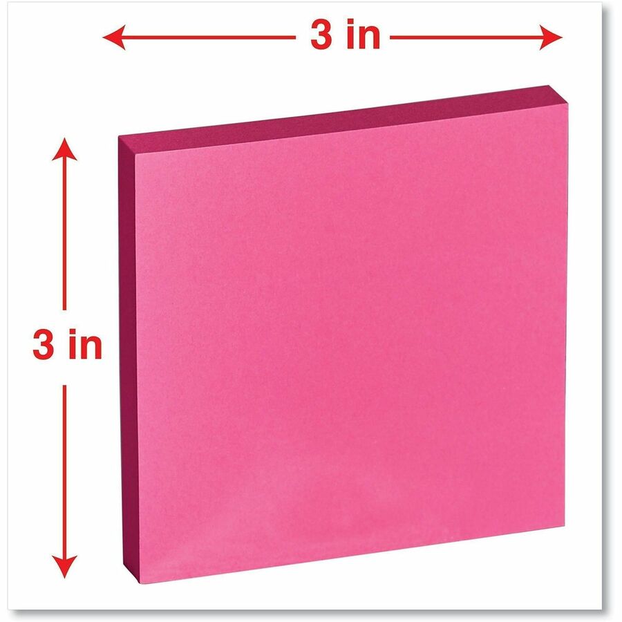 Self-Stick Note Pads, 3" x 3", Assorted Bright Colors, 100 Sheets/Pad, 12 Pads/Pack