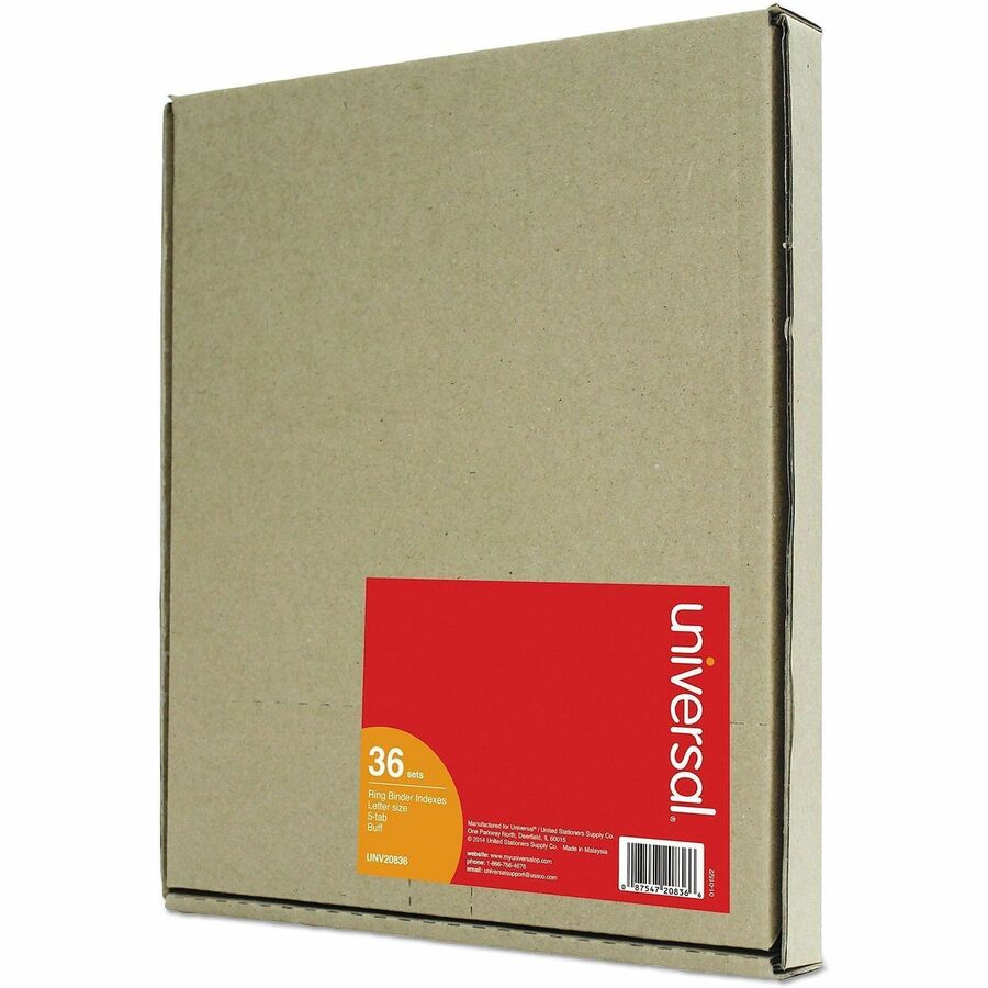 Self-Tab Index Dividers, 5-Tab, 11 x 8.5, Buff, 36 Sets