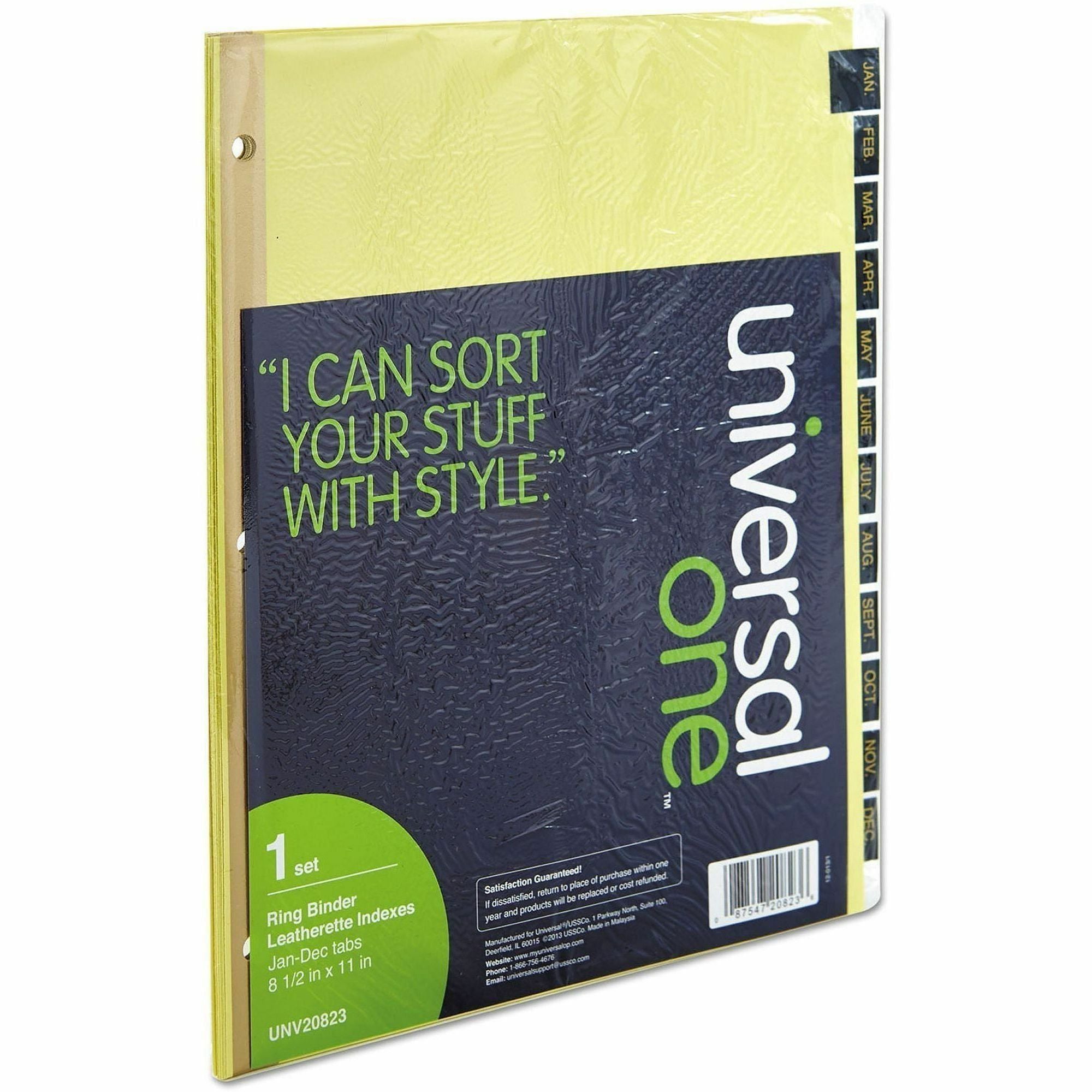 Deluxe Preprinted Simulated Leather Tab Dividers with Gold Printing, 12-Tab, Jan. to Dec., 11 x 8.5, Buff, 1 Set