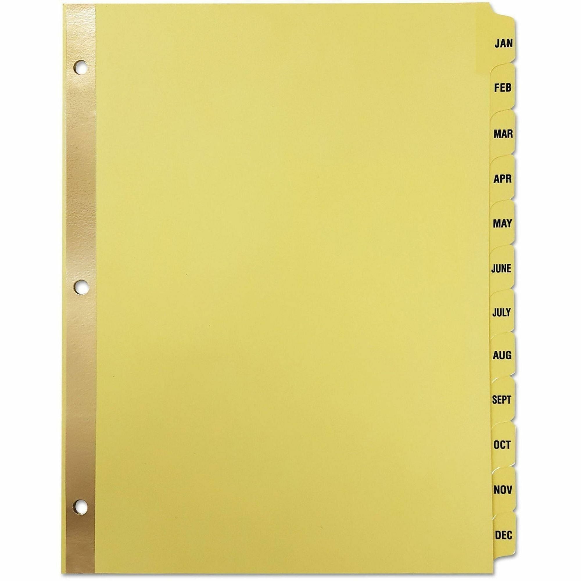 Deluxe Preprinted Plastic Coated Tab Dividers with Black Printing, 12-Tab, Jan. to Dec., 11 x 8.5, Buff, 1 Set