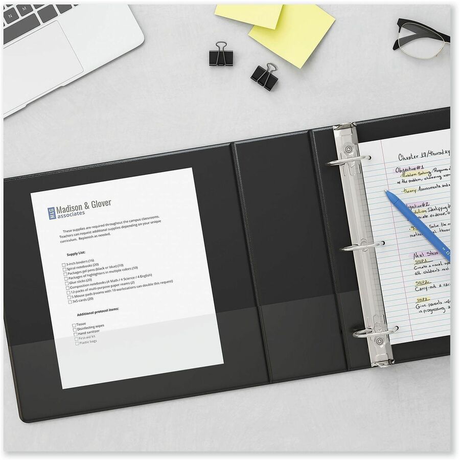 Deluxe Non-View D-Ring Binder with Label Holder, 3 Rings, 3" Capacity, 11 x 8.5, Black