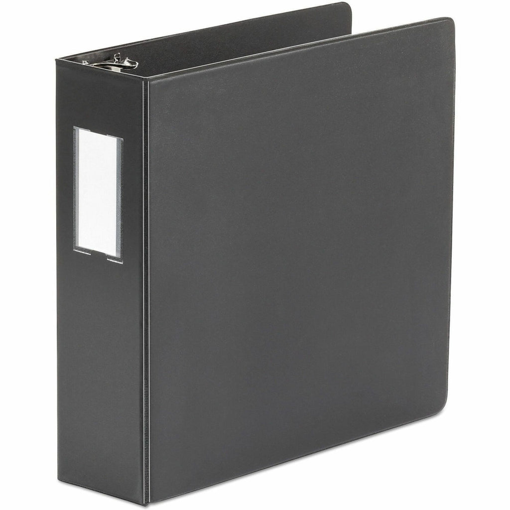 Deluxe Non-View D-Ring Binder with Label Holder, 3 Rings, 3" Capacity, 11 x 8.5, Black