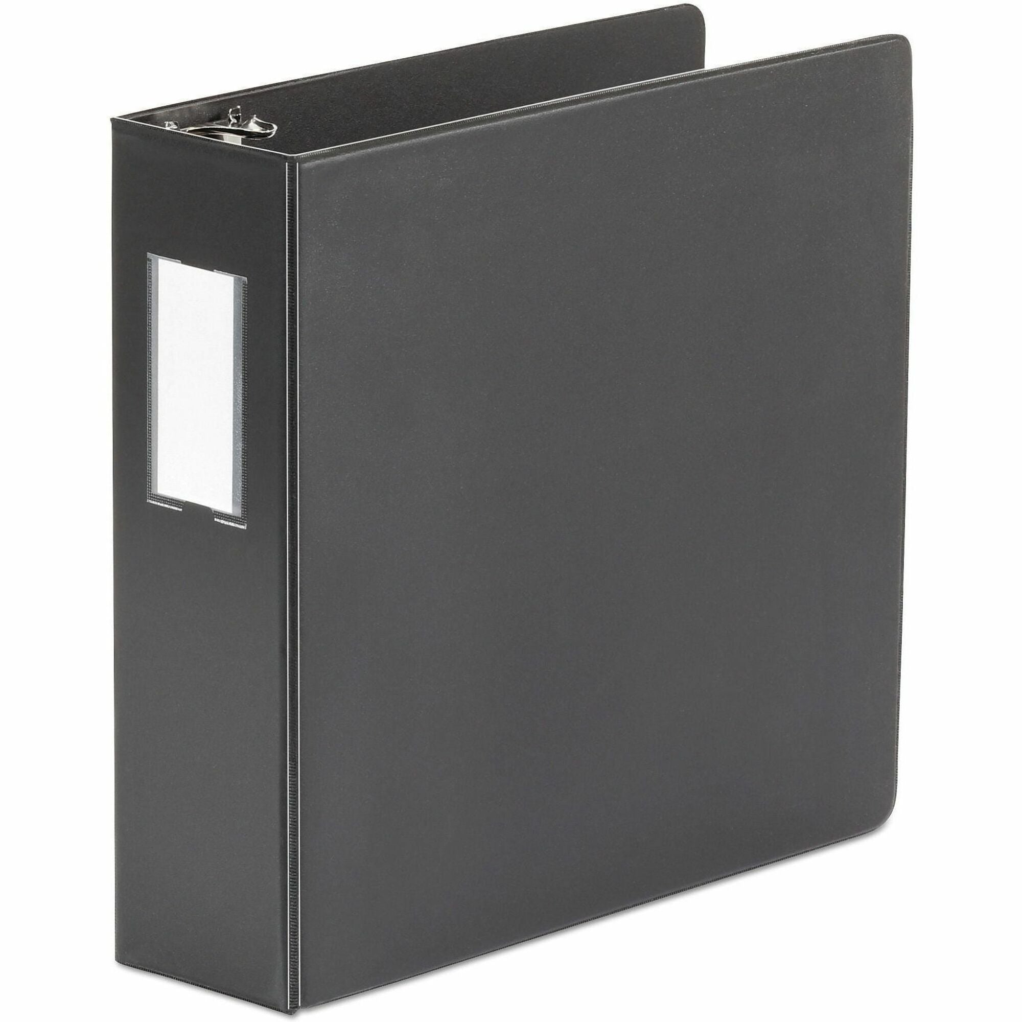 Deluxe Non-View D-Ring Binder with Label Holder, 3 Rings, 3" Capacity, 11 x 8.5, Black