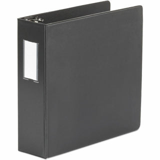 Deluxe Non-View D-Ring Binder with Label Holder, 3 Rings, 3" Capacity, 11 x 8.5, Black