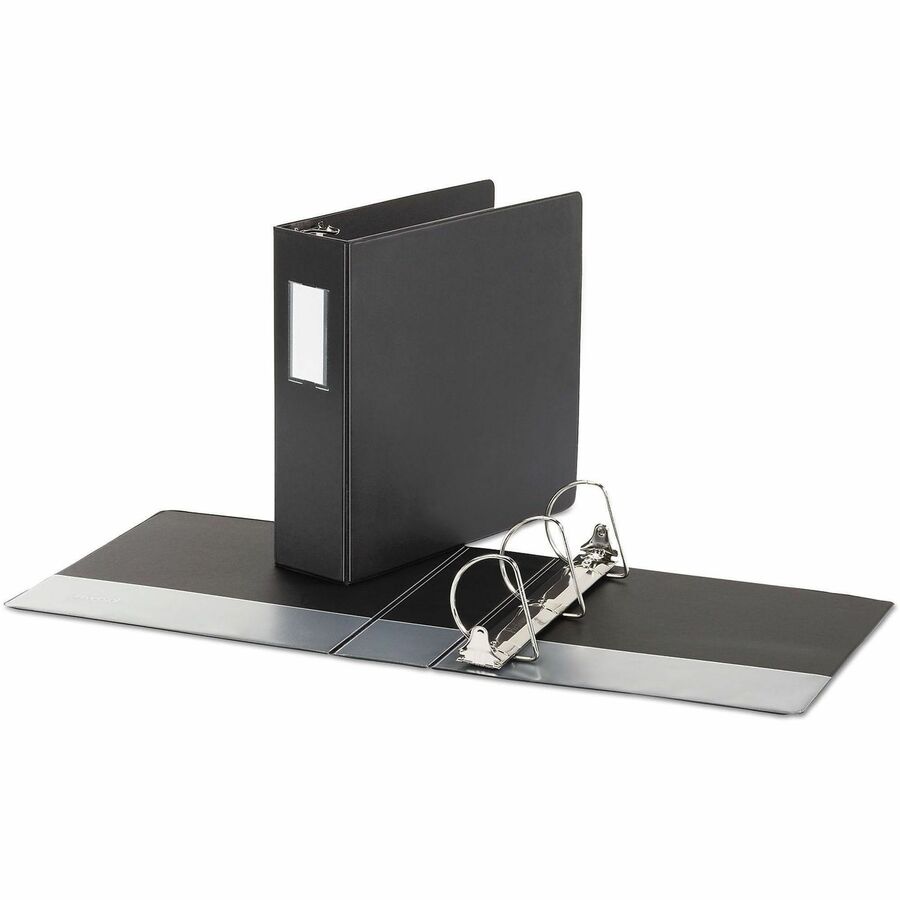 Deluxe Non-View D-Ring Binder with Label Holder, 3 Rings, 3" Capacity, 11 x 8.5, Black