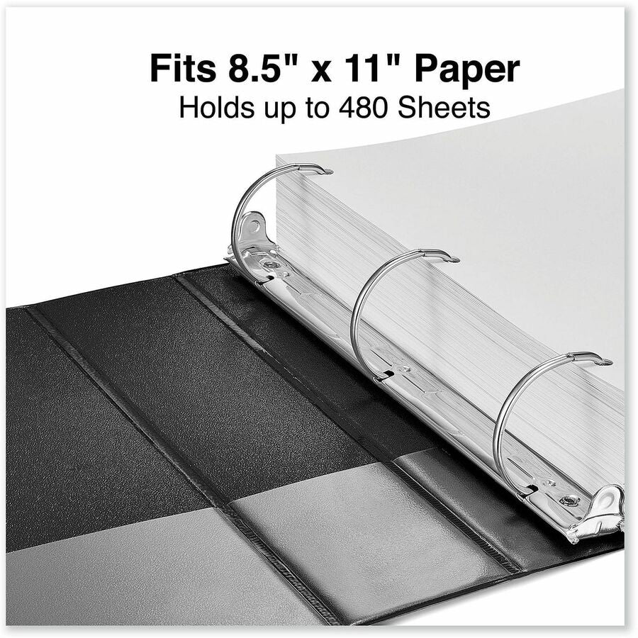 Deluxe Non-View D-Ring Binder with Label Holder, 3 Rings, 2" Capacity, 11 x 8.5, Black
