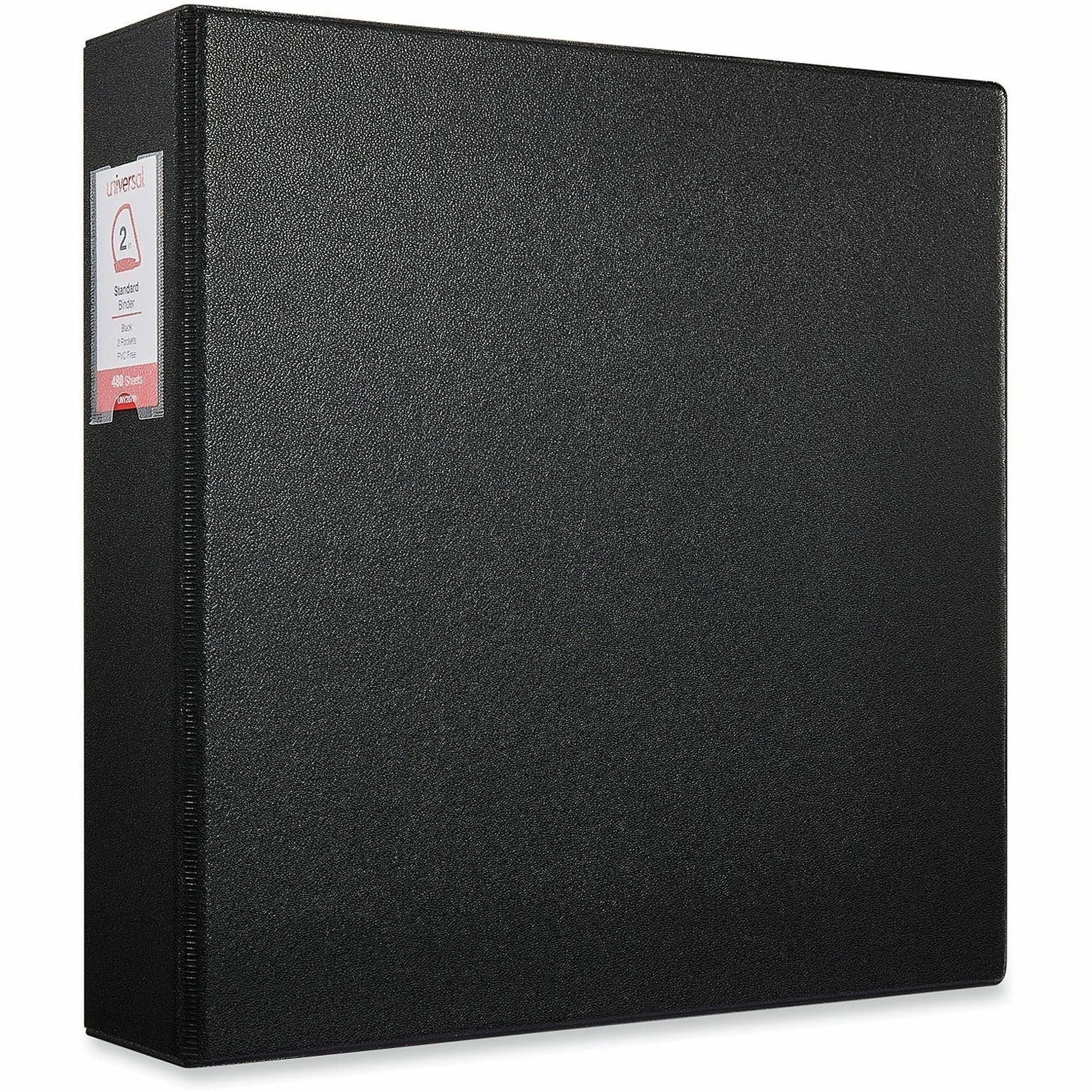 Deluxe Non-View D-Ring Binder with Label Holder, 3 Rings, 2" Capacity, 11 x 8.5, Black