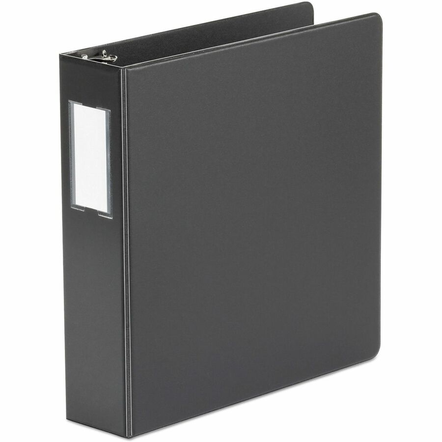 Deluxe Non-View D-Ring Binder with Label Holder, 3 Rings, 2" Capacity, 11 x 8.5, Black