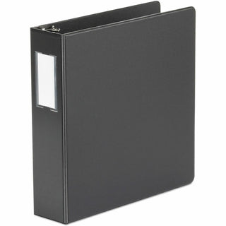 Deluxe Non-View D-Ring Binder with Label Holder, 3 Rings, 2" Capacity, 11 x 8.5, Black