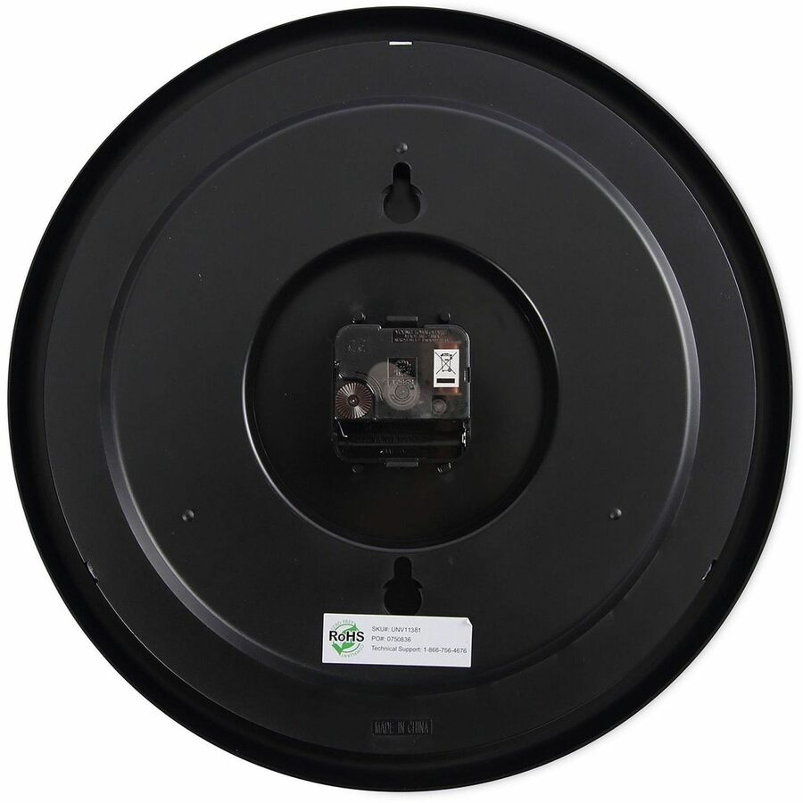 Indoor/Outdoor Round Wall Clock, 13.5" Overall Diameter, Black Case, 1 AA (sold separately)