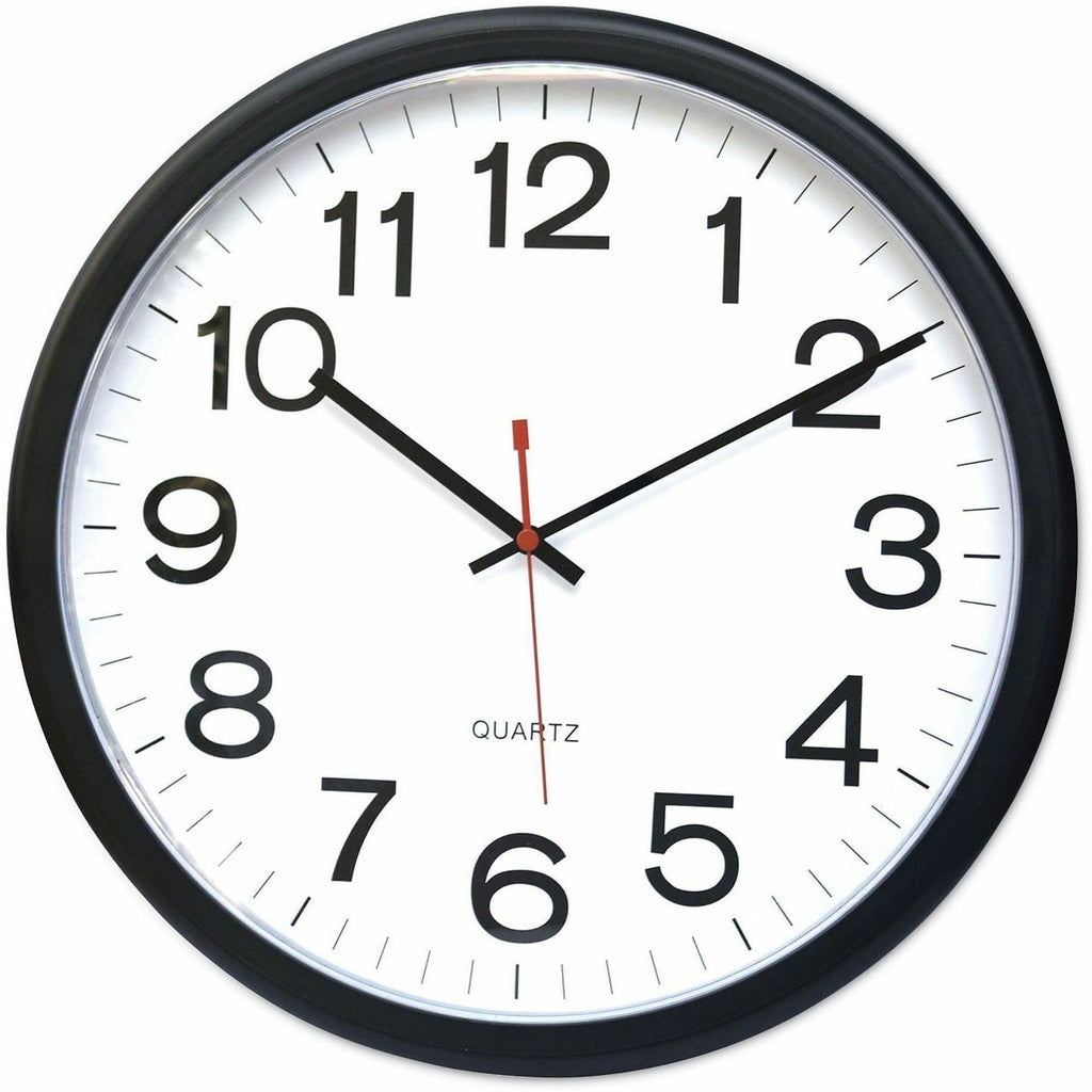 Indoor/Outdoor Round Wall Clock, 13.5" Overall Diameter, Black Case, 1 AA (sold separately)