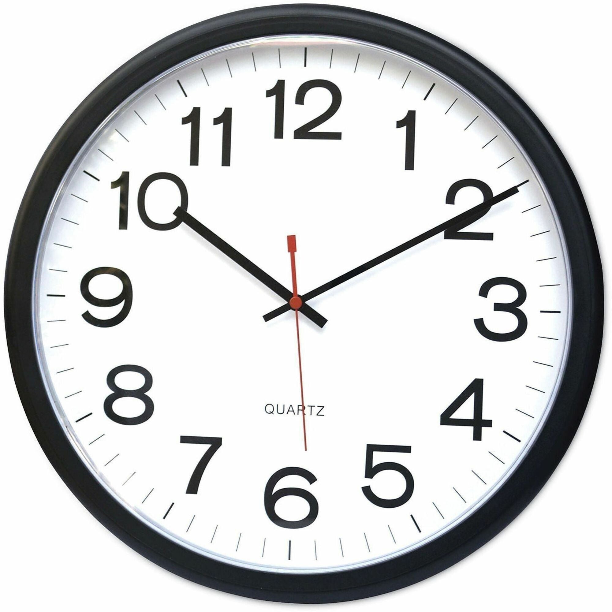 Indoor/Outdoor Round Wall Clock, 13.5" Overall Diameter, Black Case, 1 AA (sold separately)