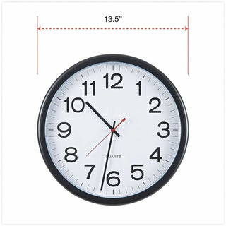 Indoor/Outdoor Round Wall Clock, 13.5" Overall Diameter, Black Case, 1 AA (sold separately)