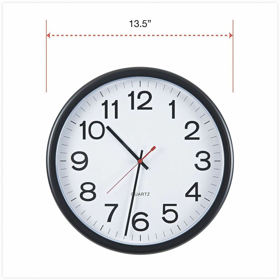 Indoor/Outdoor Round Wall Clock, 13.5" Overall Diameter, Black Case, 1 AA (sold separately)