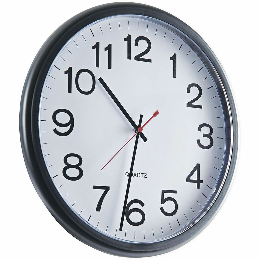 Indoor/Outdoor Round Wall Clock, 13.5" Overall Diameter, Black Case, 1 AA (sold separately)