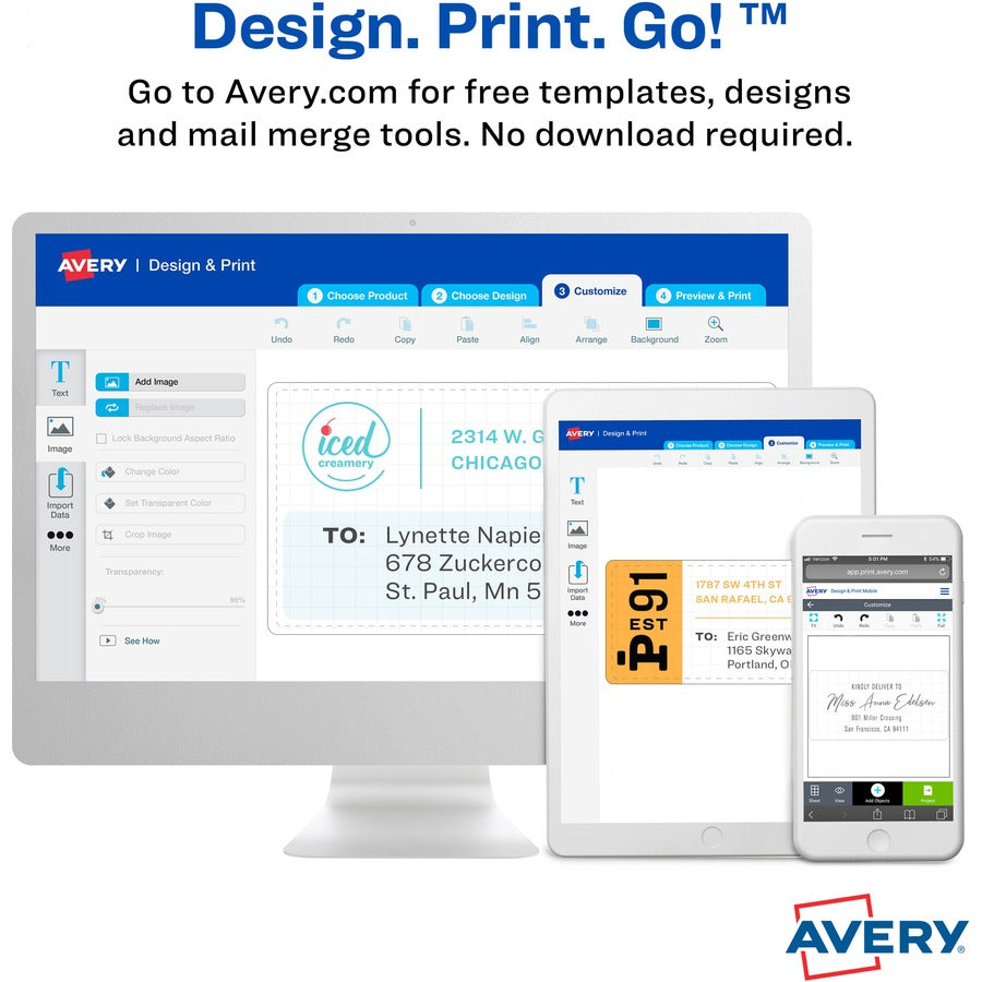 Avery Foil Mailing Labels - 3/4" Height x 2 1/4" Width - Permanent Adhesive - Rectangle - Inkjet - Gold - Paper, Foil - 30 / Sheet - 10 Total Sheets - 1500 Total Label(s) - 5 / Carton